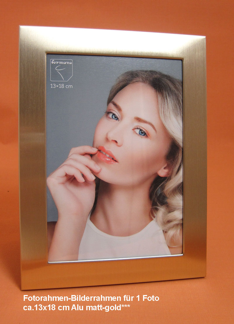 Fotorahmen Bilderrahmen für Fotos ca.13x18 cm Alu matt-gold