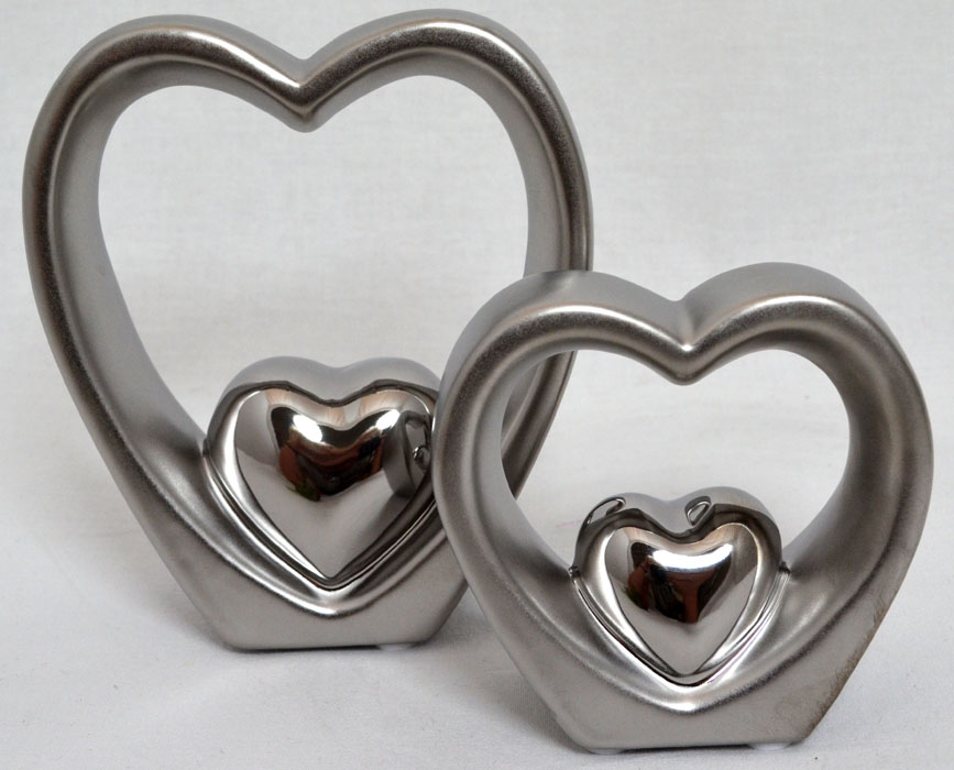 1 Deko-Herz silber glanz-matt 9 cm