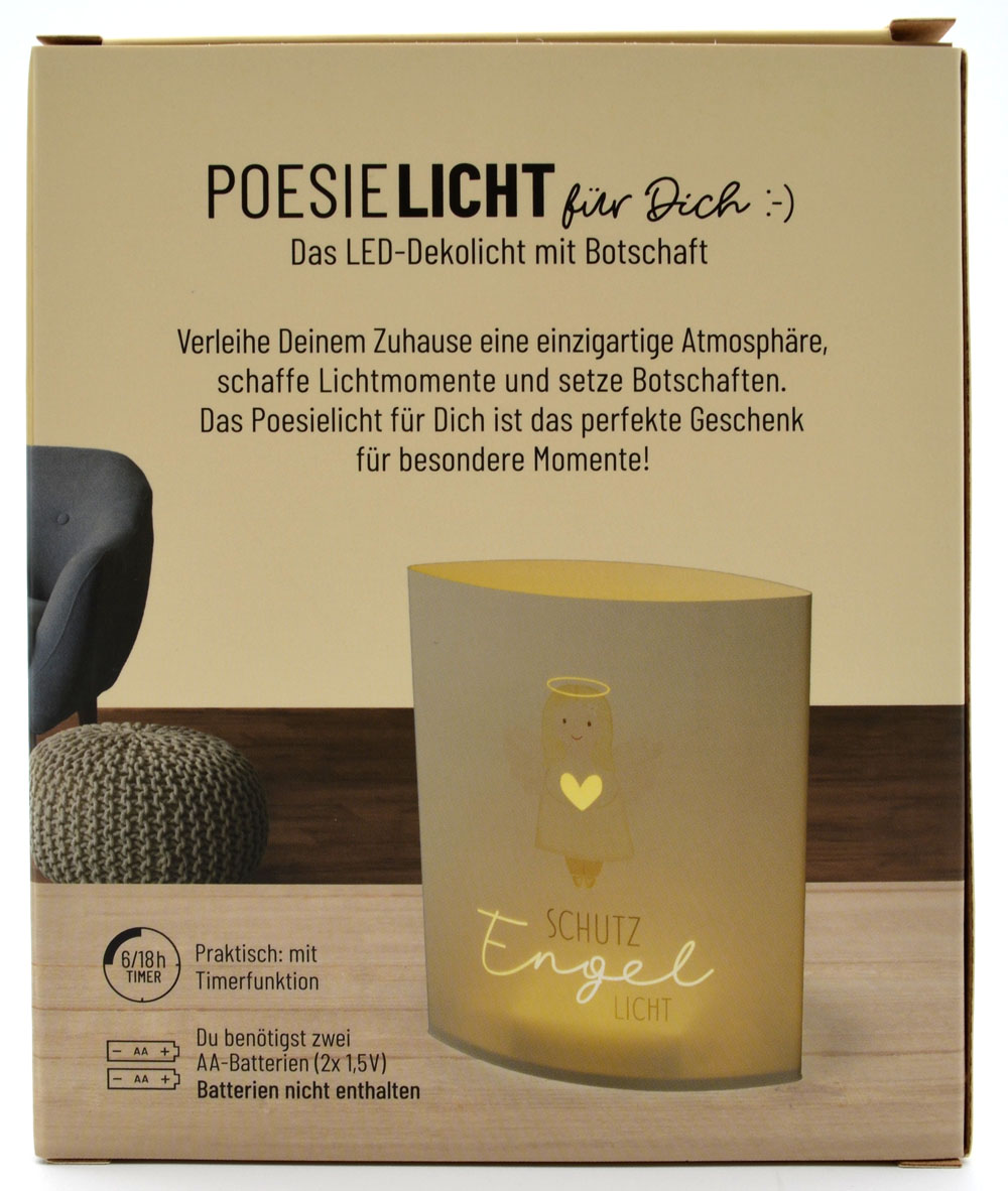 LED-Laterne Poesielicht Schutzengel zum Stehen oder Hängen mit Timer 16x13,x5 cm 