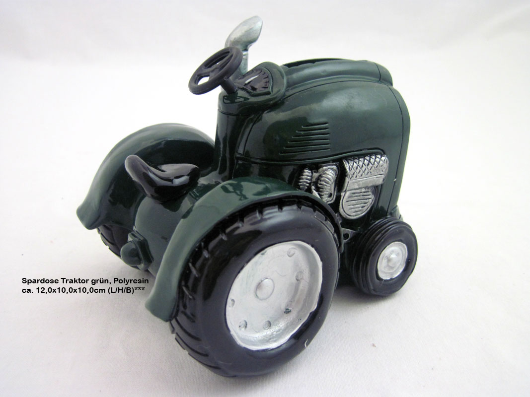 Spardose Traktor Nostalgie, grün/schwarz, ca. 12,0x10,0x10,0cm (L/H/B)