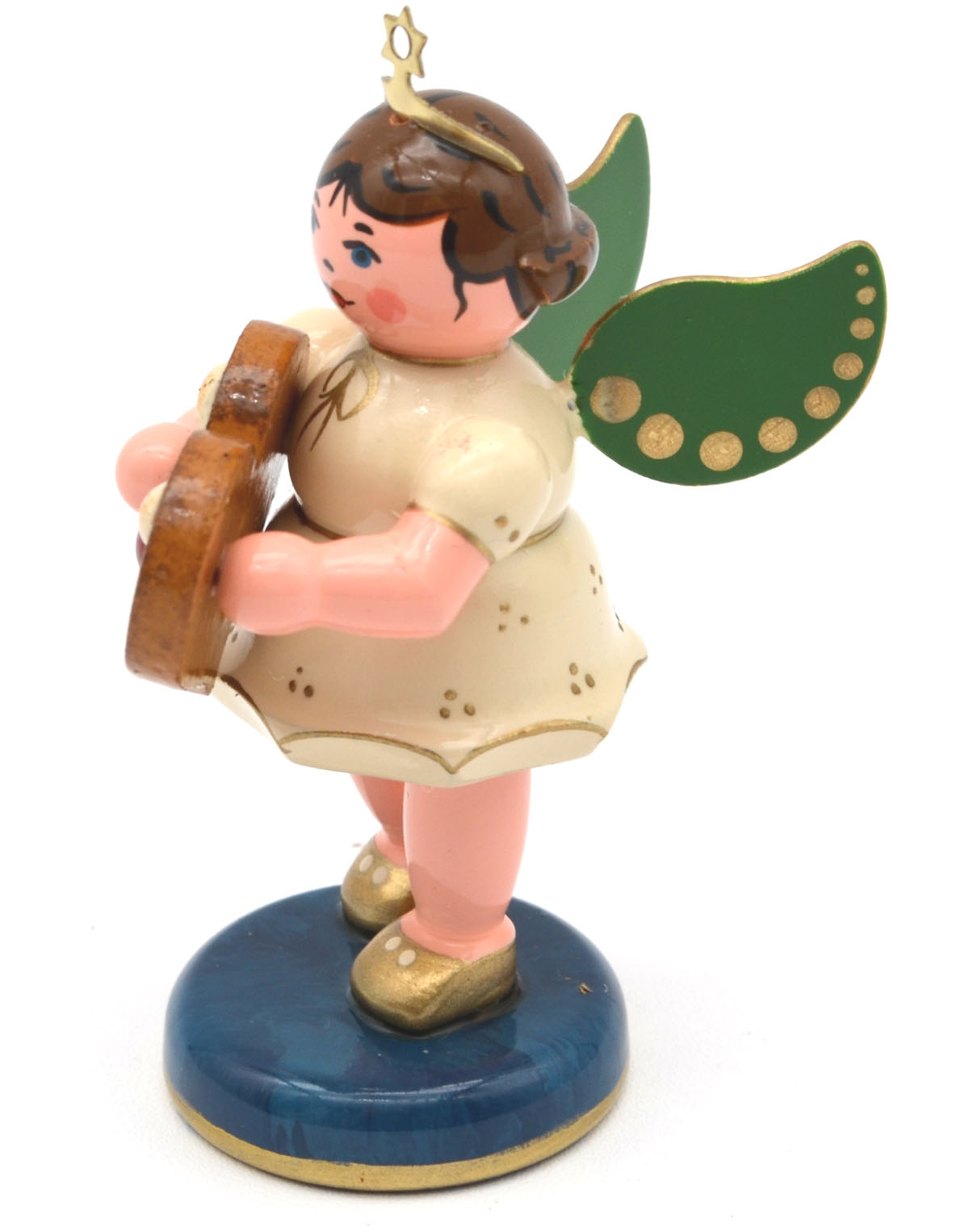 Hubrig Engel „Pfefferkuchenherz“ 6,5 cm – handbemalte Holzkunst