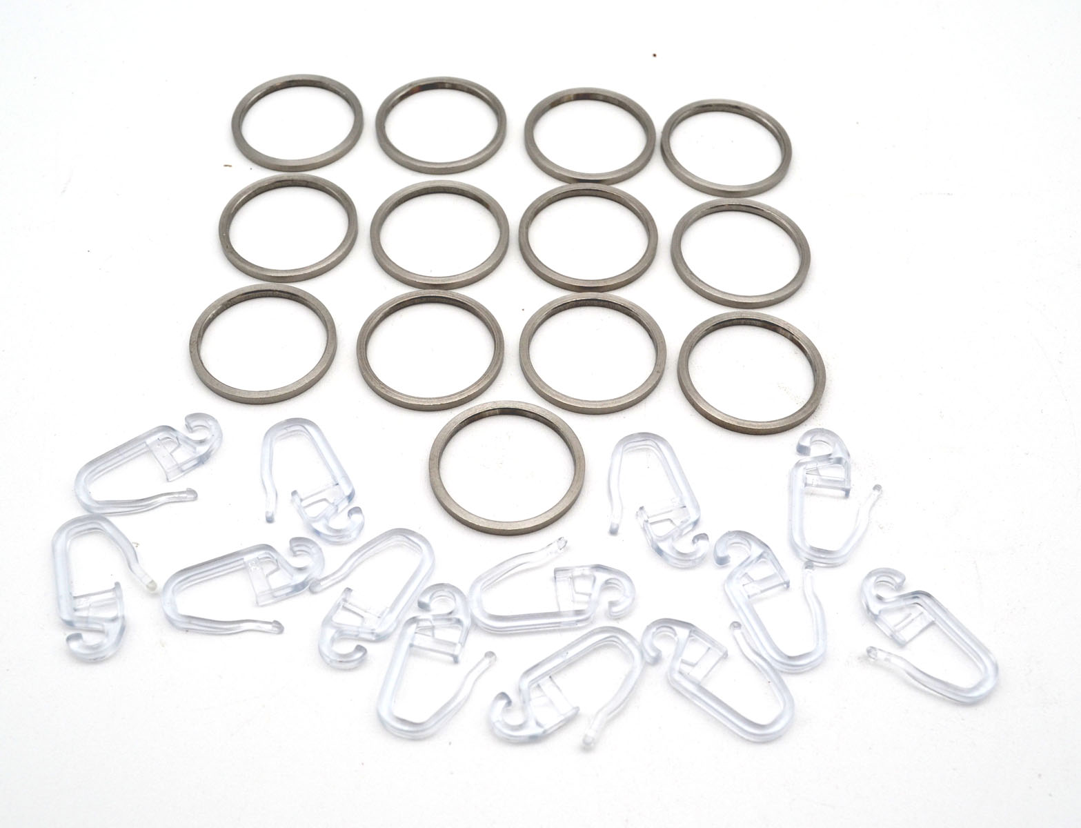 13 Ringe mit Faltenhaken edelstahlfarben für Stil 16 mm