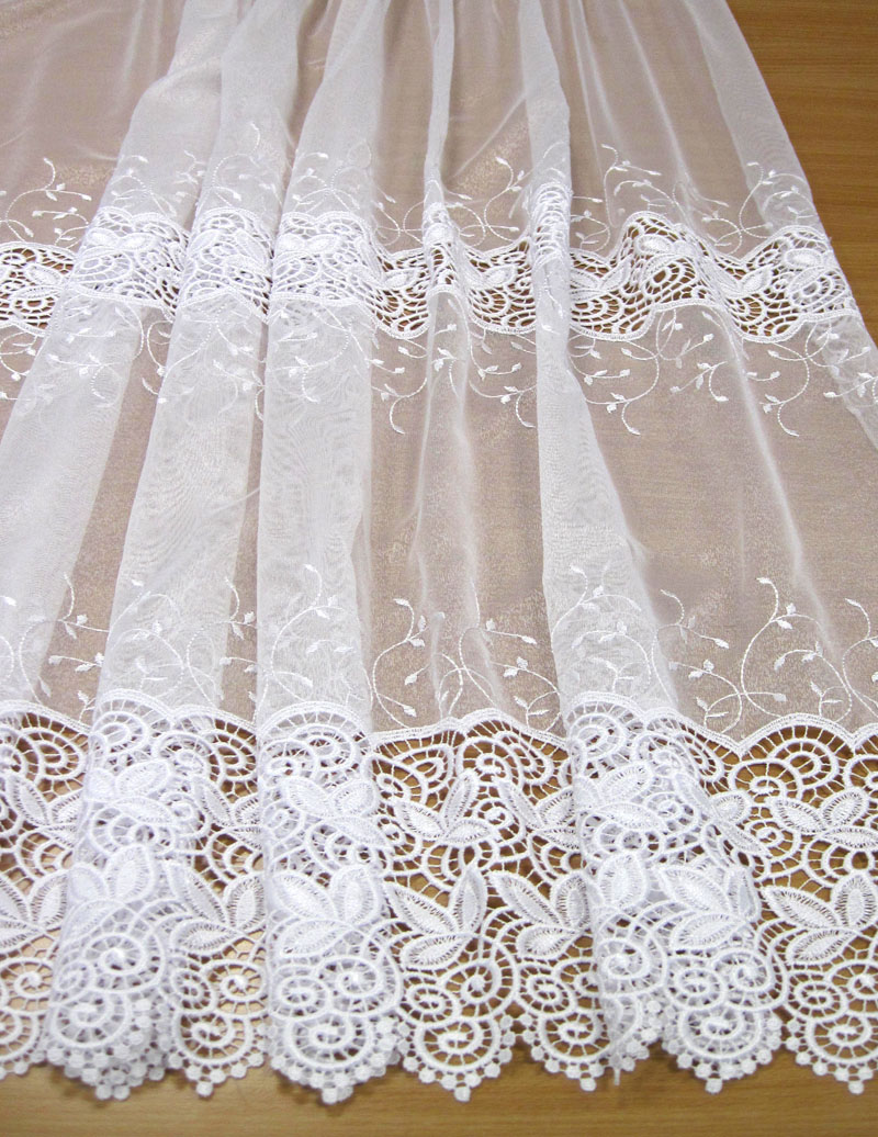 Meterware Gardine Stickereistore Doppelkante 11049 weiss, Höhe 180 cm