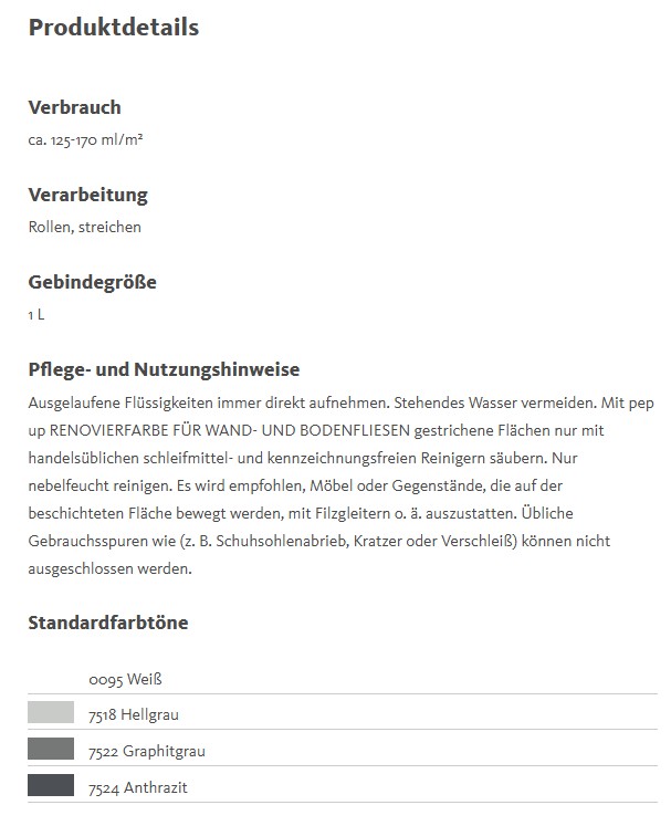 Pep up Renovierfarbe 2K für Wand- und Bodenfliesen wiss glänzend 1 l