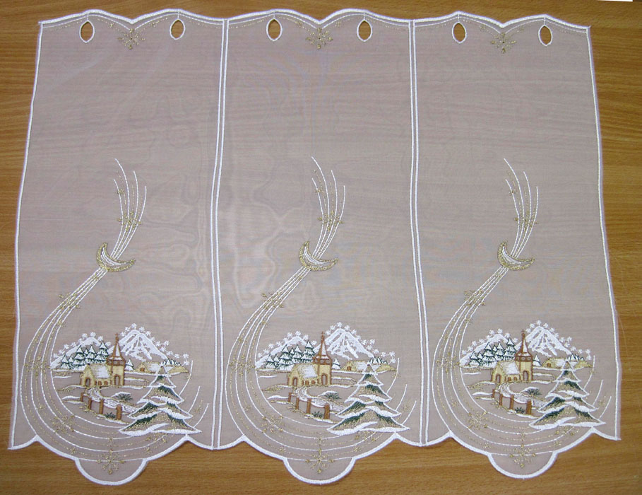 1 Stück Kurzgardine Dorfkirche ca. 48 x 50 cm B/H Spitze aus Plauen