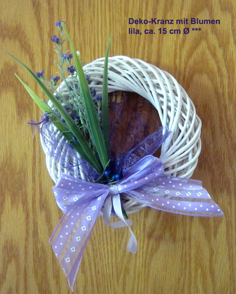 blumenkranz_schleife_wei_lila_d1 Deko-Kranz mit Blumen, lila, ca. 15 cm Ø V1