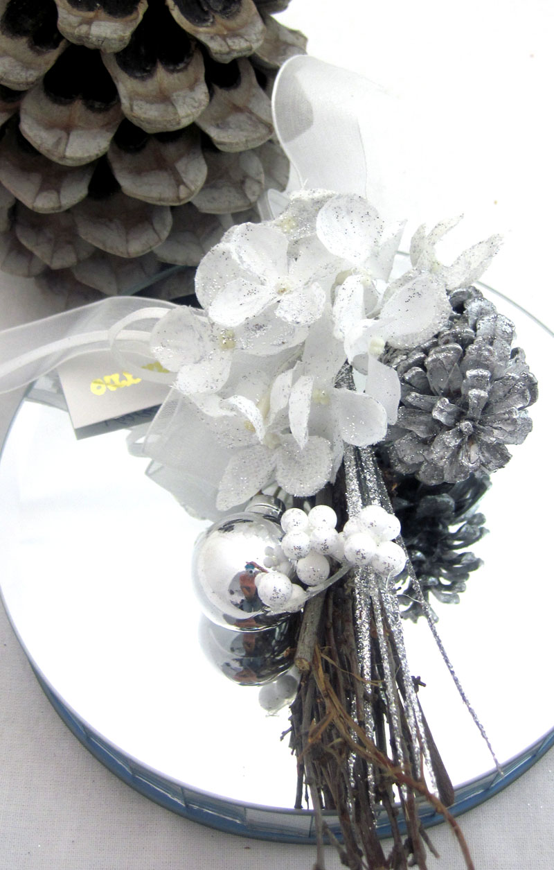 Winterliche Tischdekoration "Natur" weiß ca. 20 cm