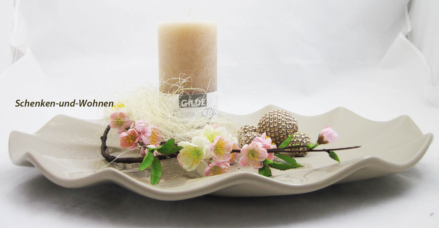 Moderne Deko - Schale / Teller oval Taupe, ca. 46 x 36cm