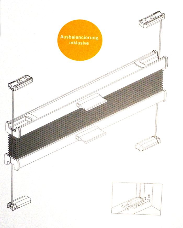 Plissee verspannt für Falzmontage 725x1200 mm (B/H) rot