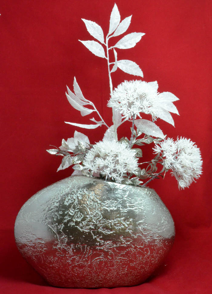 Alliumzweig mit 3 Blüten Winter-weiss 80 cm Glitzereffekt