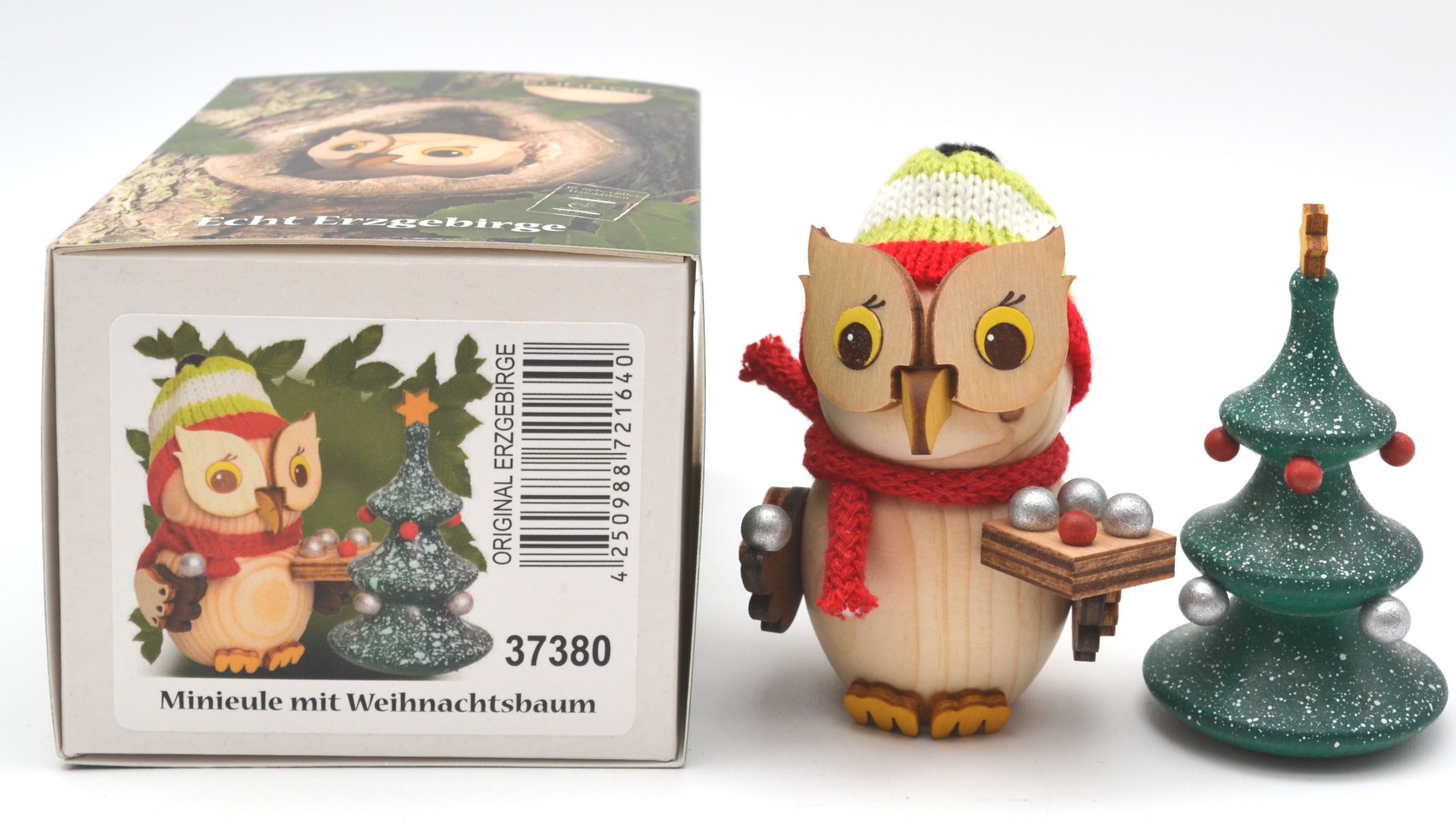 Mini-Eule mit Weihnachtsbaum ca. 7 cm 