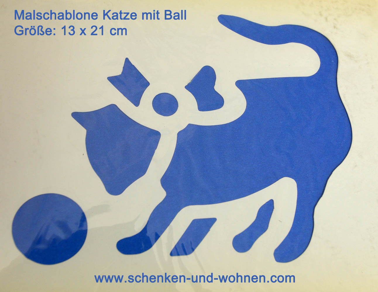 Wandschablone Malschablone Bordüre Katze mit Ball