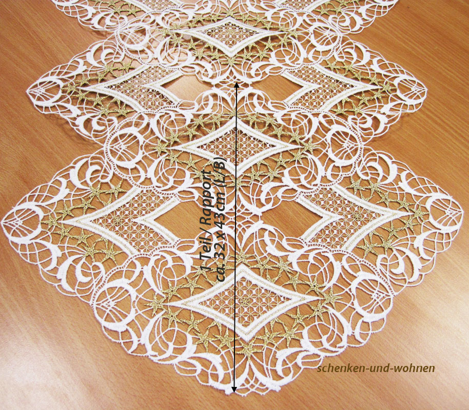 deckchen_ecru_gold_667-4c2_43x80cm_d4_1 1 Teil Plauener Spitze Schneidware , ecru-gold ca. 32cm lang / 43 cm breit