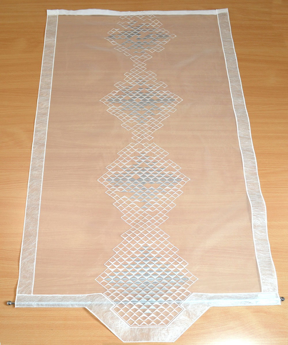 Fensterbehang Stickerei Diamond 47 cm x 140 cm (BxH) weiß-grau
