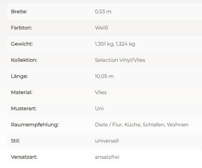 Vliestapete 539233 Uni längsorientiert Cremeweiß 0,05mx0,53m