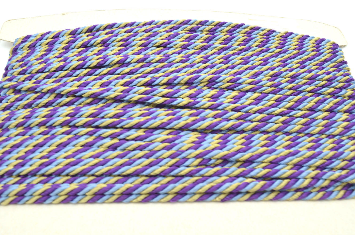 3 m Kordel gedreht 4 mm 3farbig lila-hellblau-goldocker