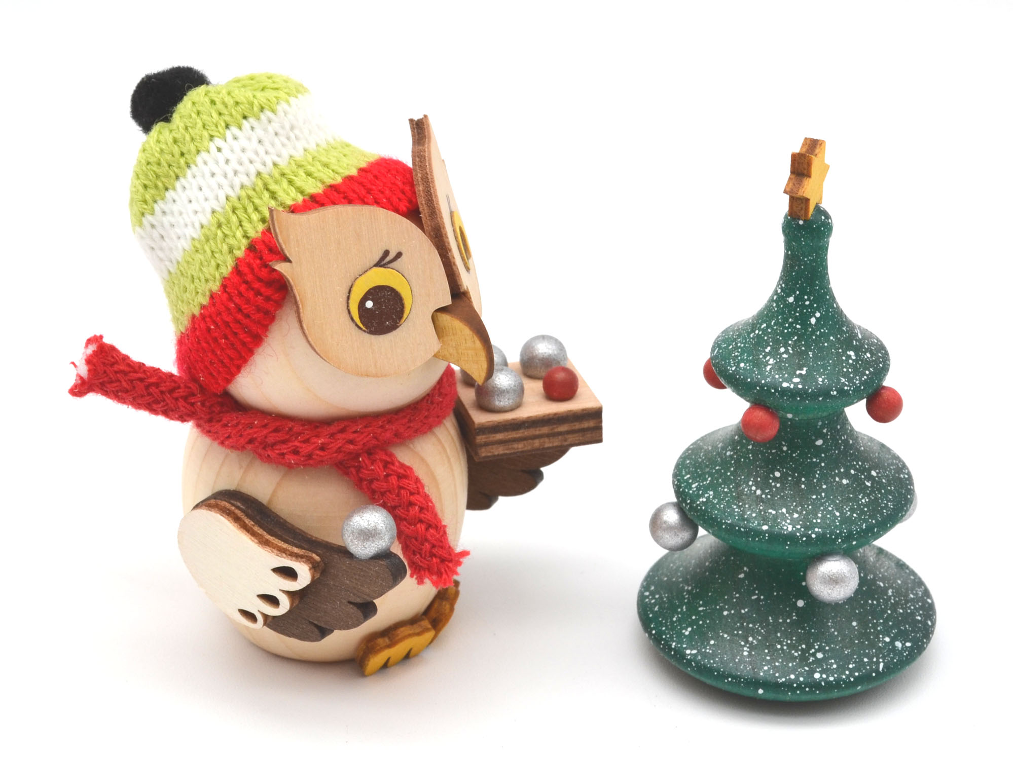Mini-Eule mit Weihnachtsbaum ca. 7 cm 
