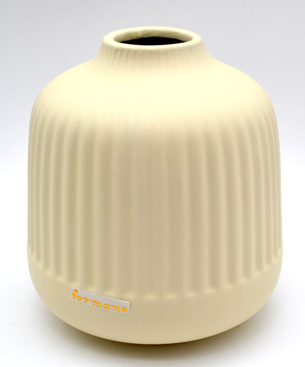 Moderne Deko-Vase 15 cm mit Rillenstruktur – Vanilla 