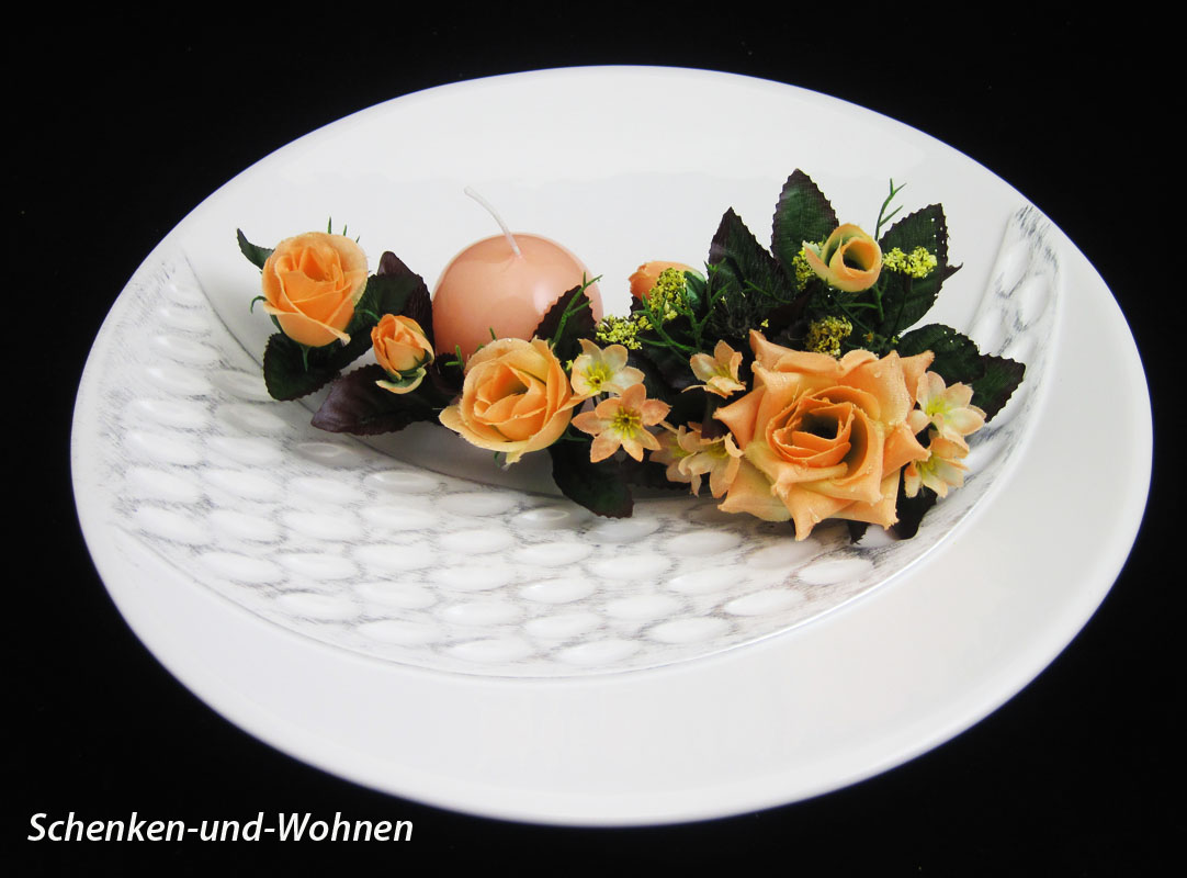 Deko-Schale/Teller Pamplona mit Reliefstruktur, creme ca. 35 cm