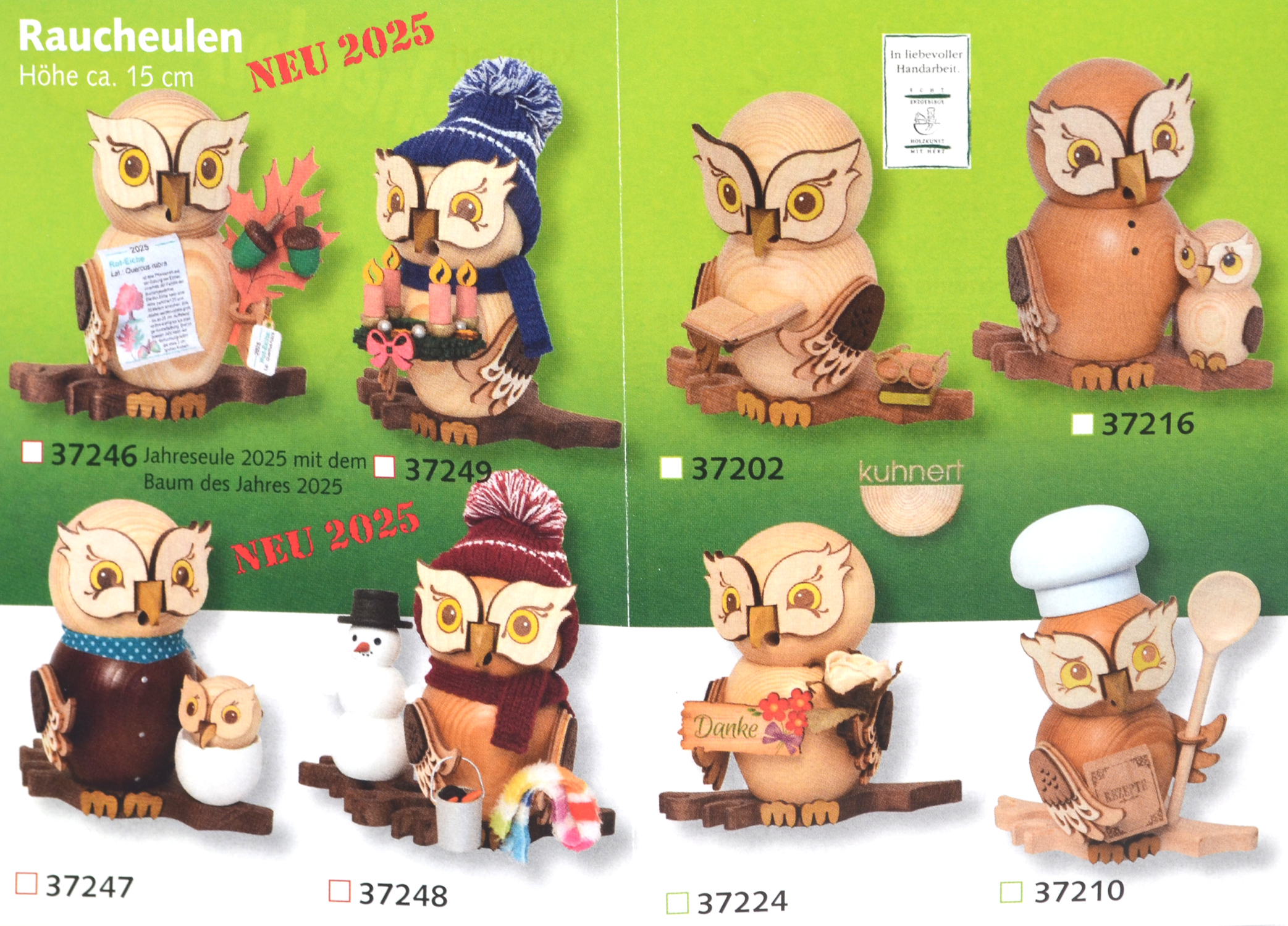 Eule Weihnachtsmann mit Kind Rauchfigur ca. 18 cm - Neuheit 2025