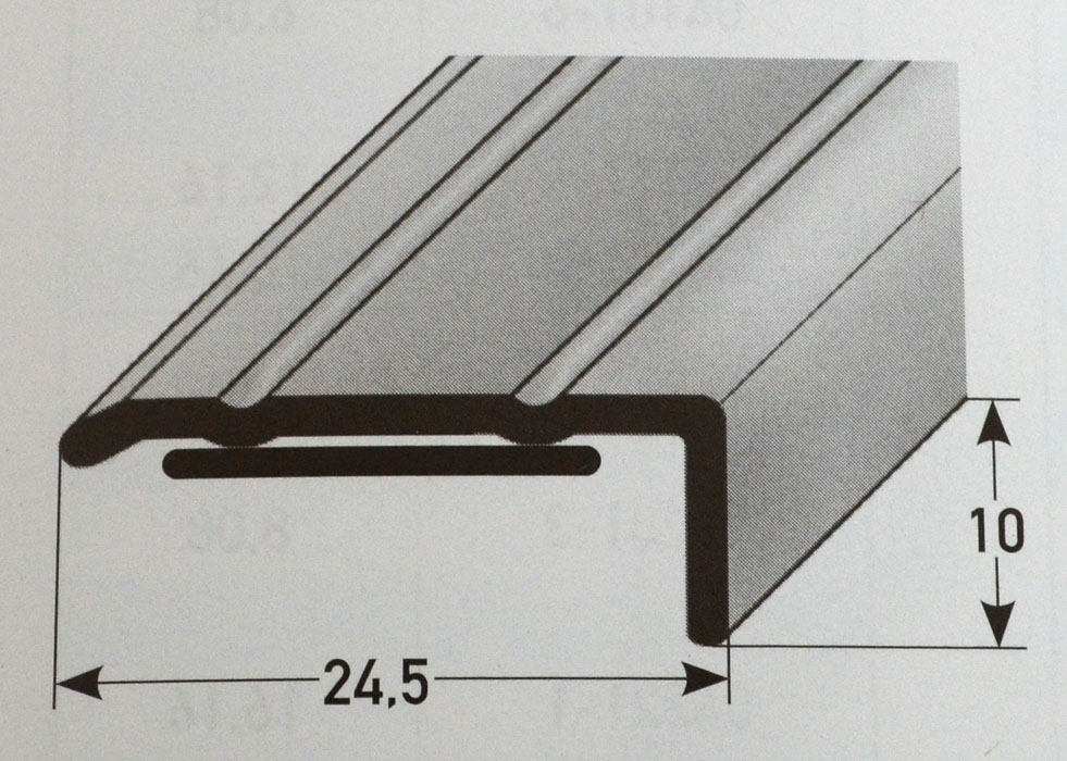 Winkelprofil 1 m sk 10x24,5mm Alu Edelstahlfarben