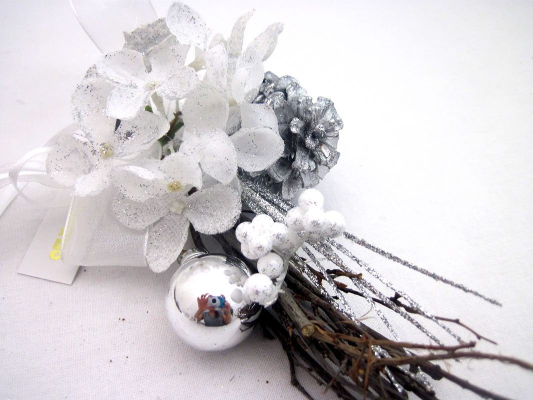 Winterliche Tischdekoration "Natur" weiß ca. 20 cm