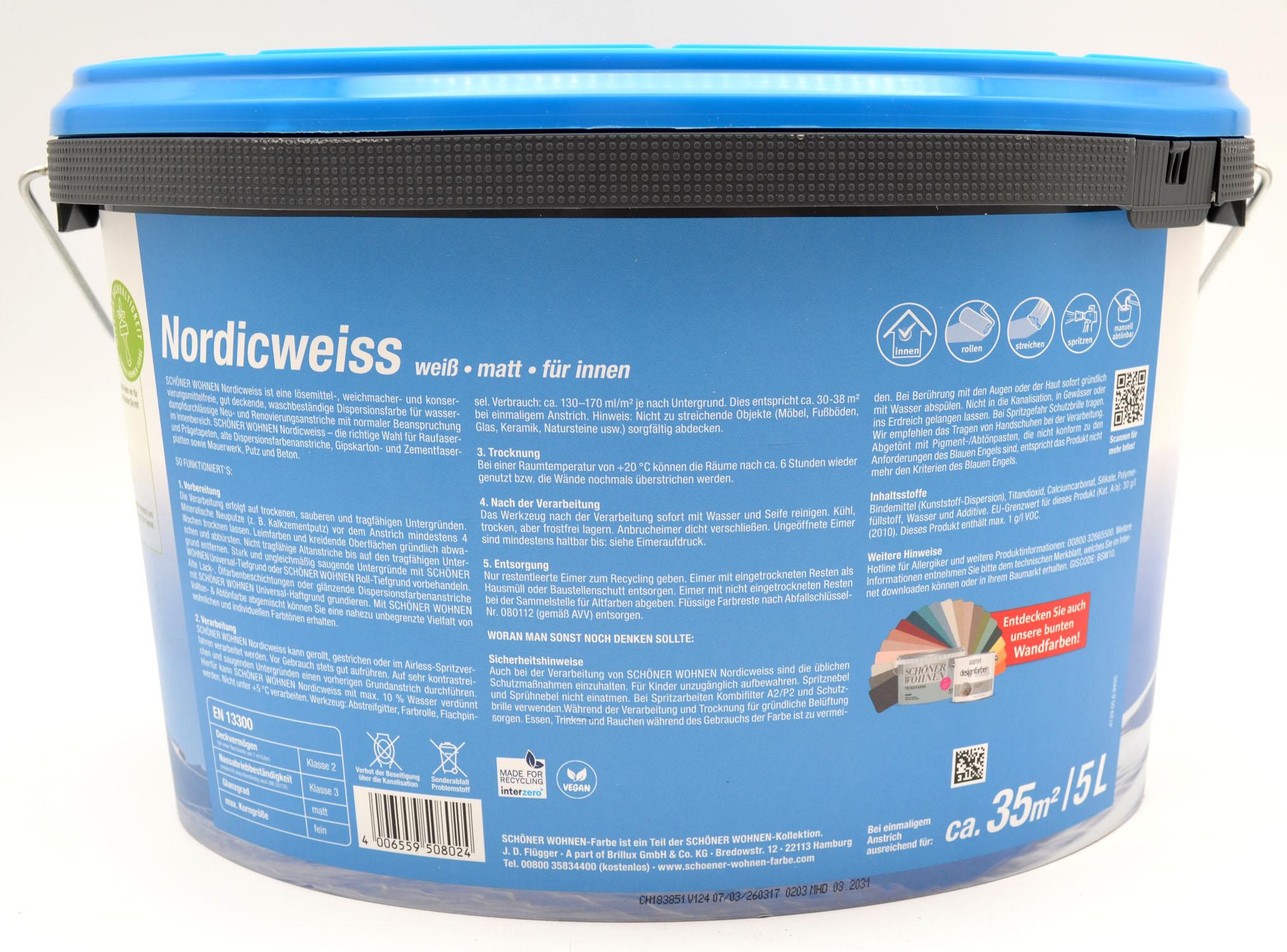 Schöner Wohnen - Nordicweiss matt, für Innen 5 L