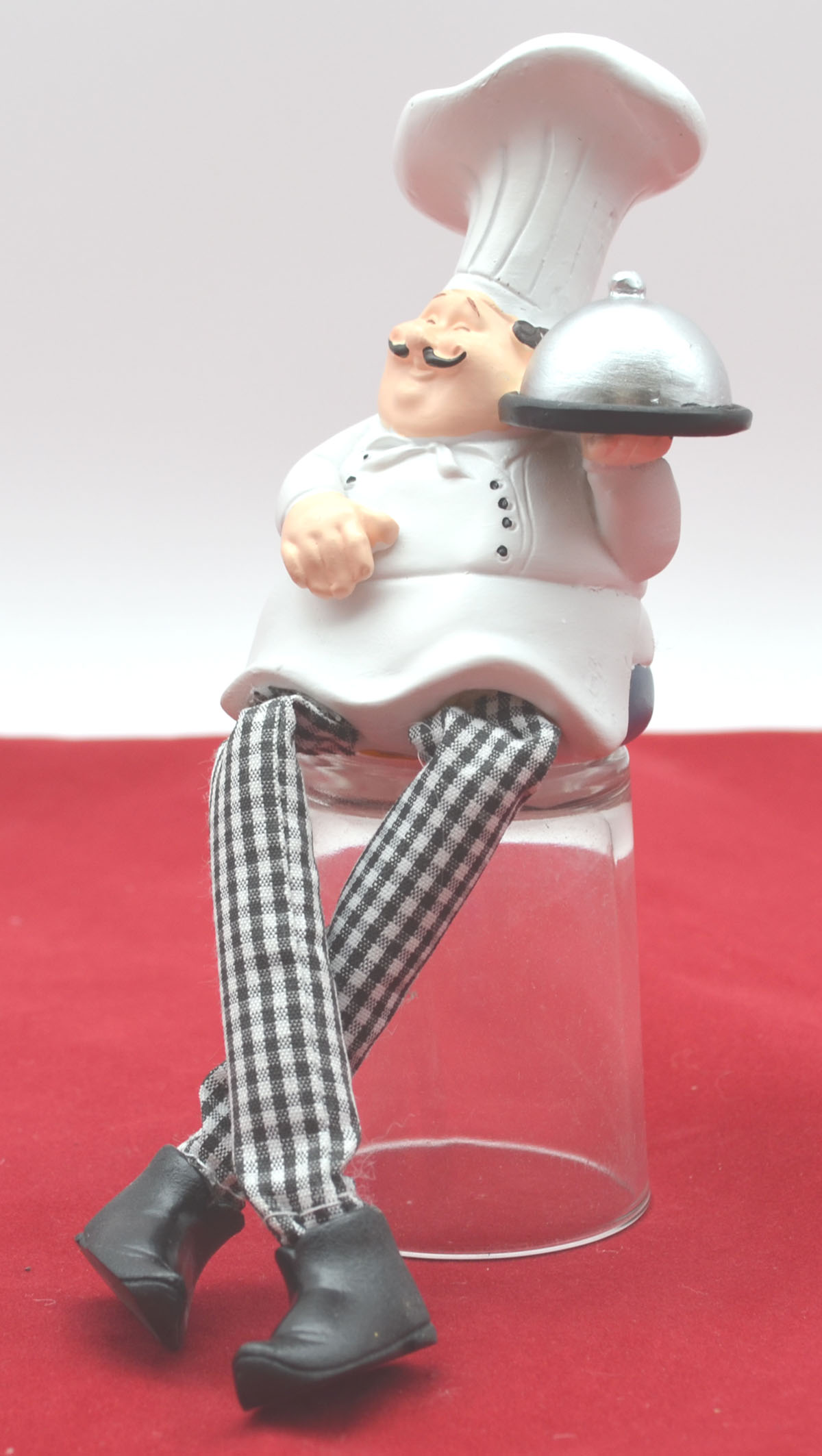 Kantensitzer Koch "Sternekoch" kariert weiss Kunstharz