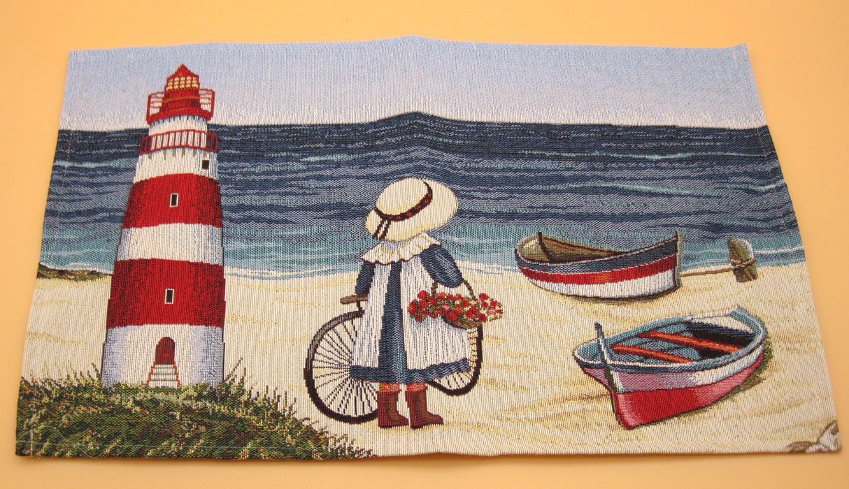 Gobelin Platzset "Strandidylle" mehrfarbig, ca. 32 x 48 cm abgepasst