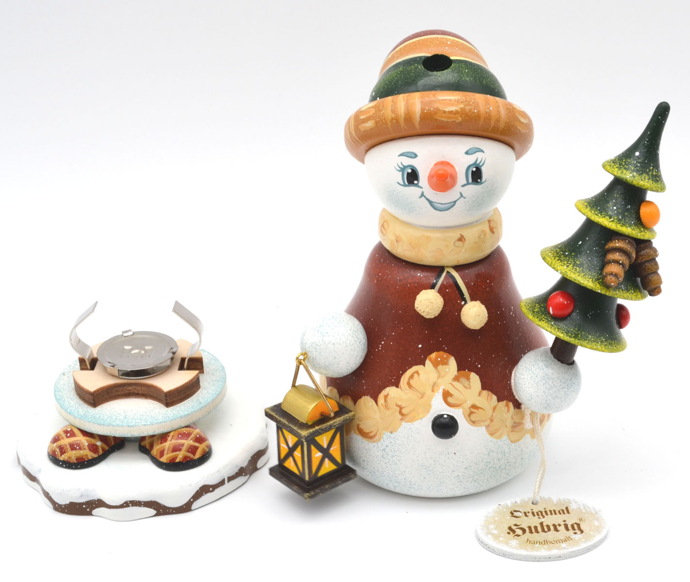 Hubrig Räucherwichtel „Schneeweihnacht“ 14 cm – handbemalte Holzkunst 