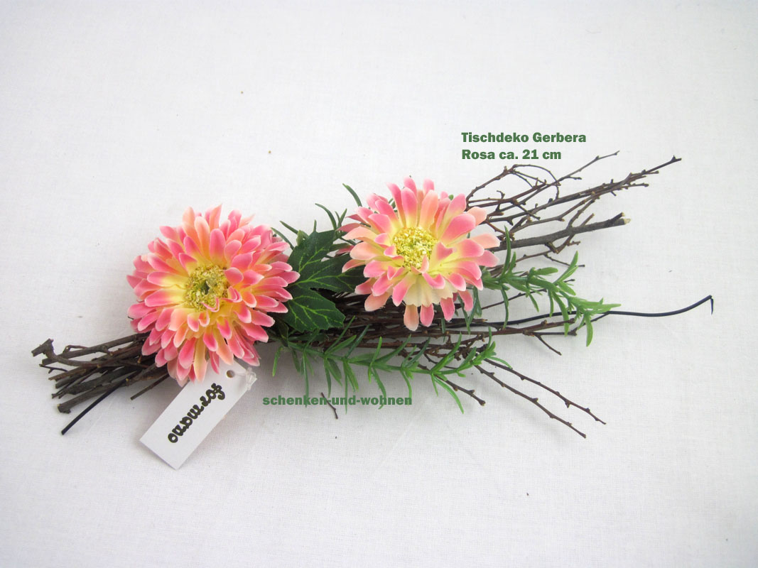 Tischdeko Gerbera aus Natur- und Kunstmaterial rosa ca. 24 cm