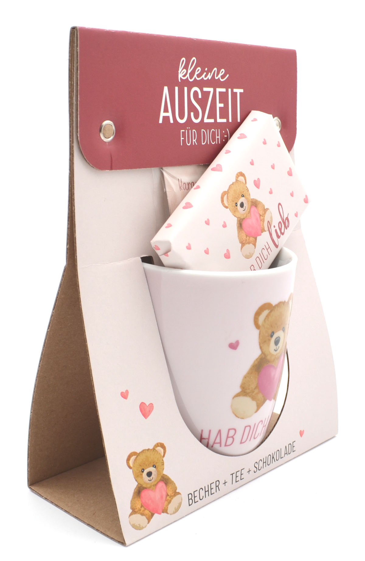 Geschenk-Set Kleine Auszeit Becher Tee Schokolade