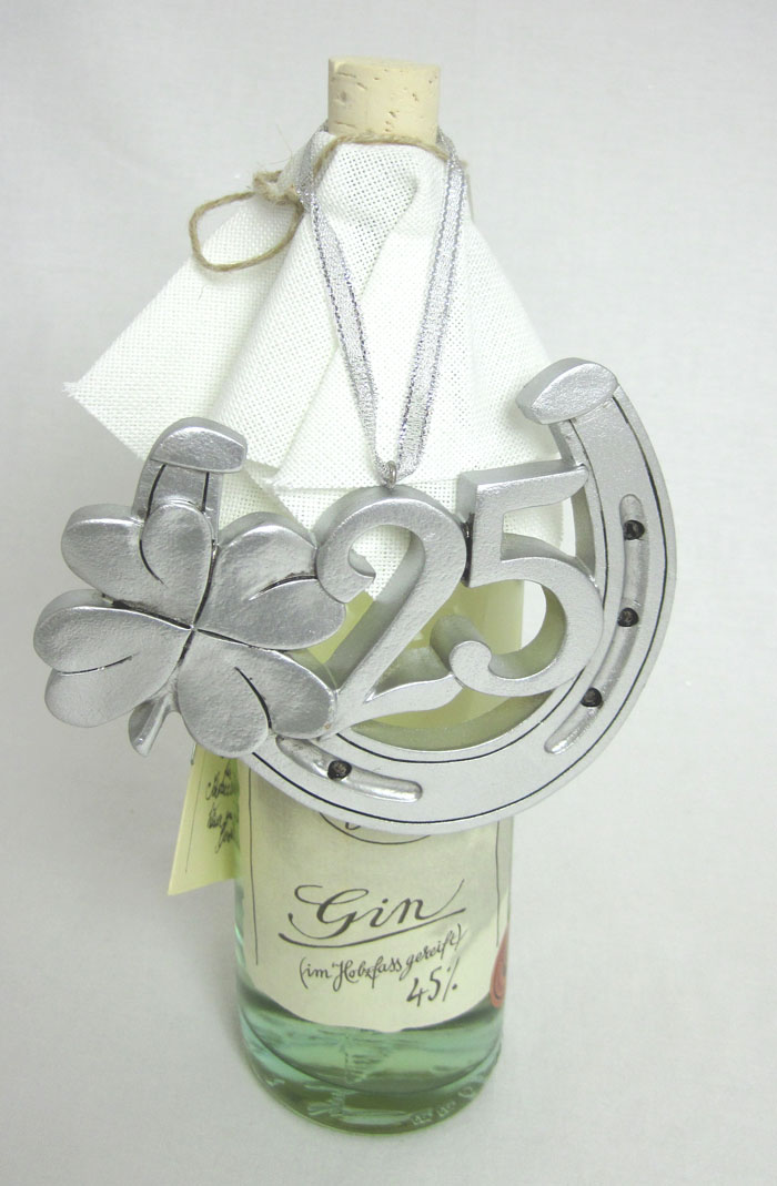 Hufeisen "25" Silber zum Hängen Polyresin ca. 10 x 12 cm