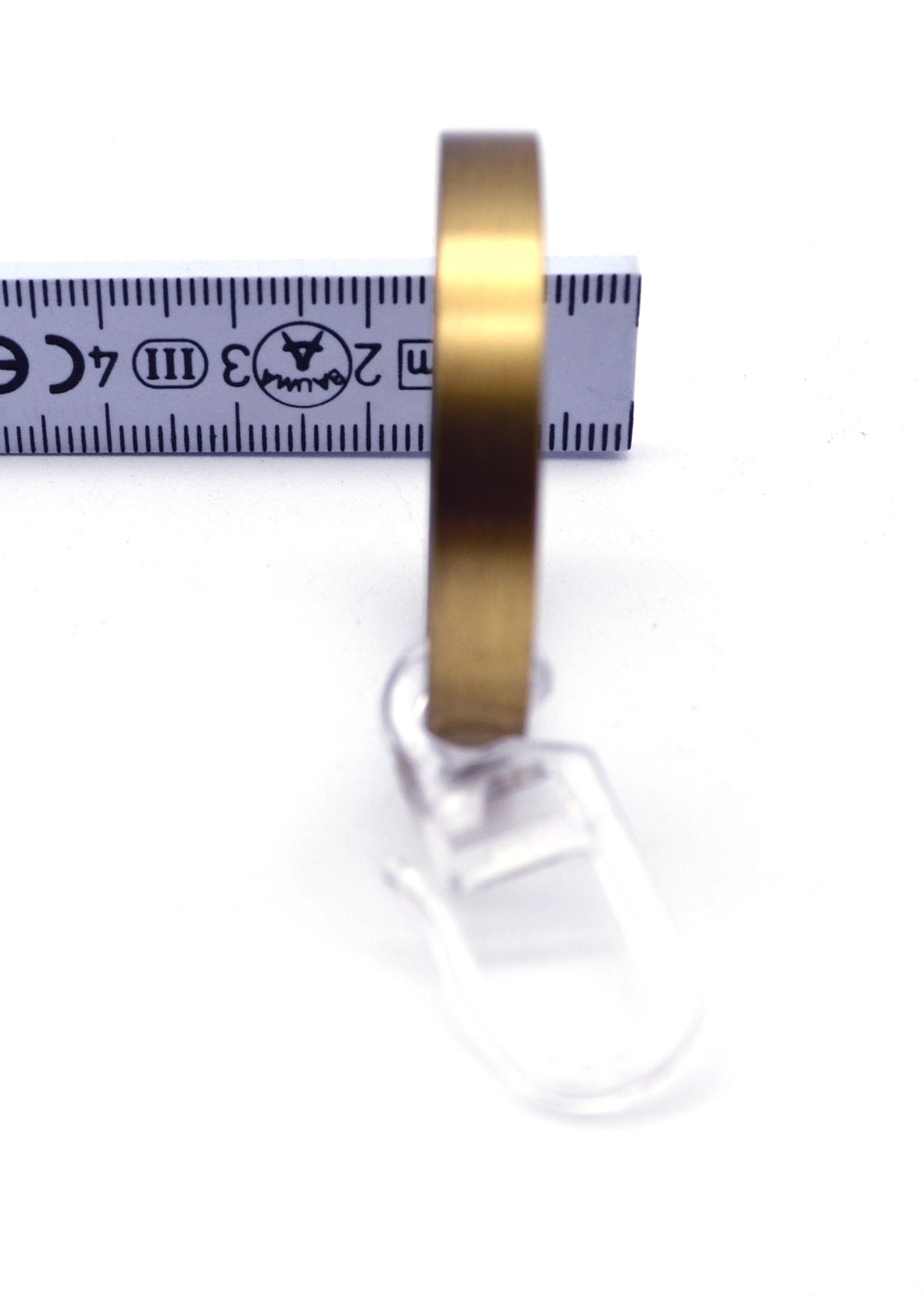 10 Stück Ringe mit Faltenhaken und Kunststoffeinlage messing antik