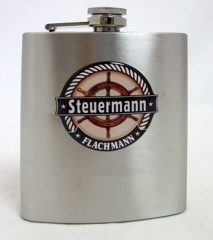 Flachmann Edelstahl gebürstet - Steuermann ca. 9,3 x 12,5 x2,6 cm B/H/T