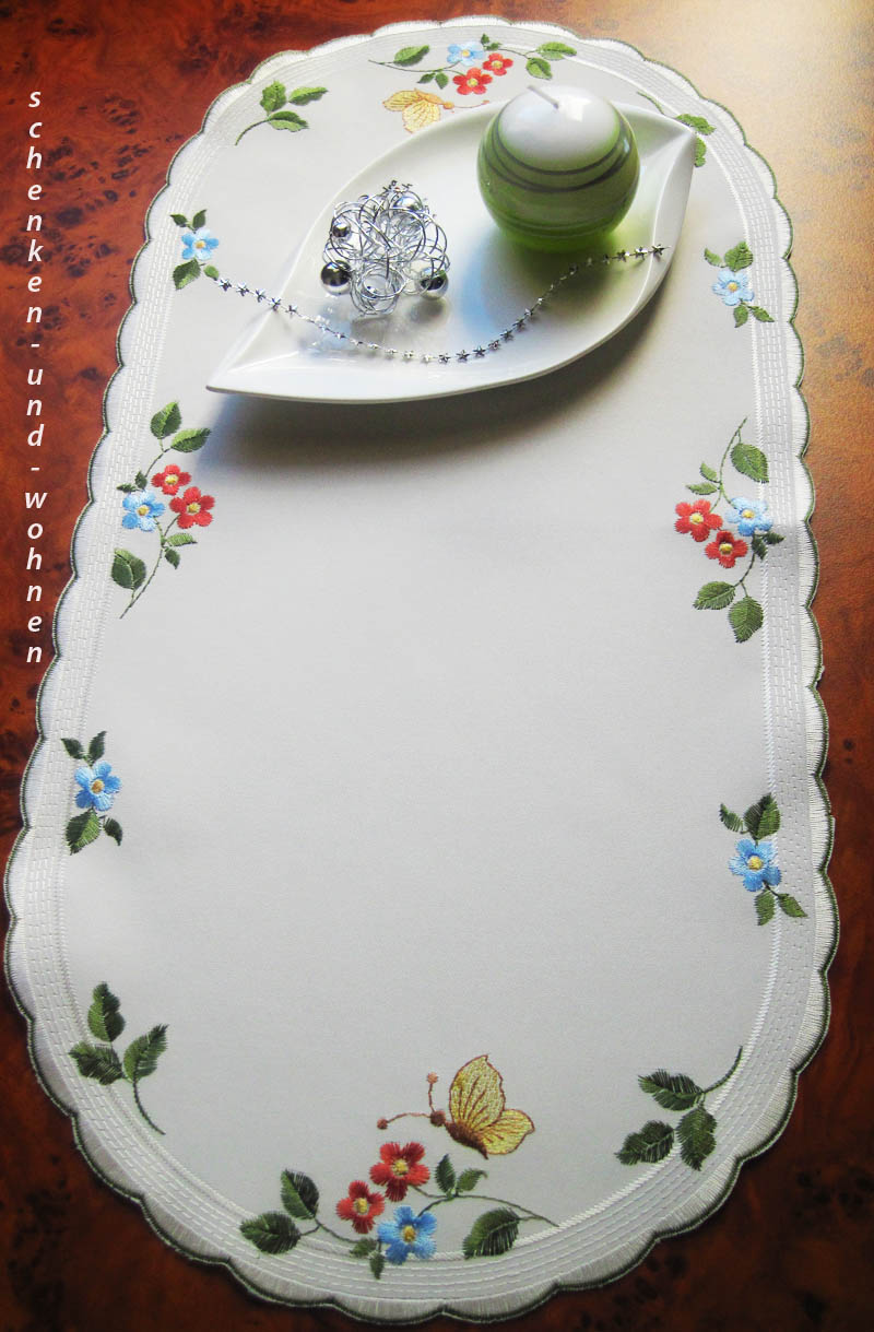 l_ufer_13189d45_11_28x56_oval_sekt Tischläufer Blütenkreis ca. 28 x 56 cm oval, Satin sekt