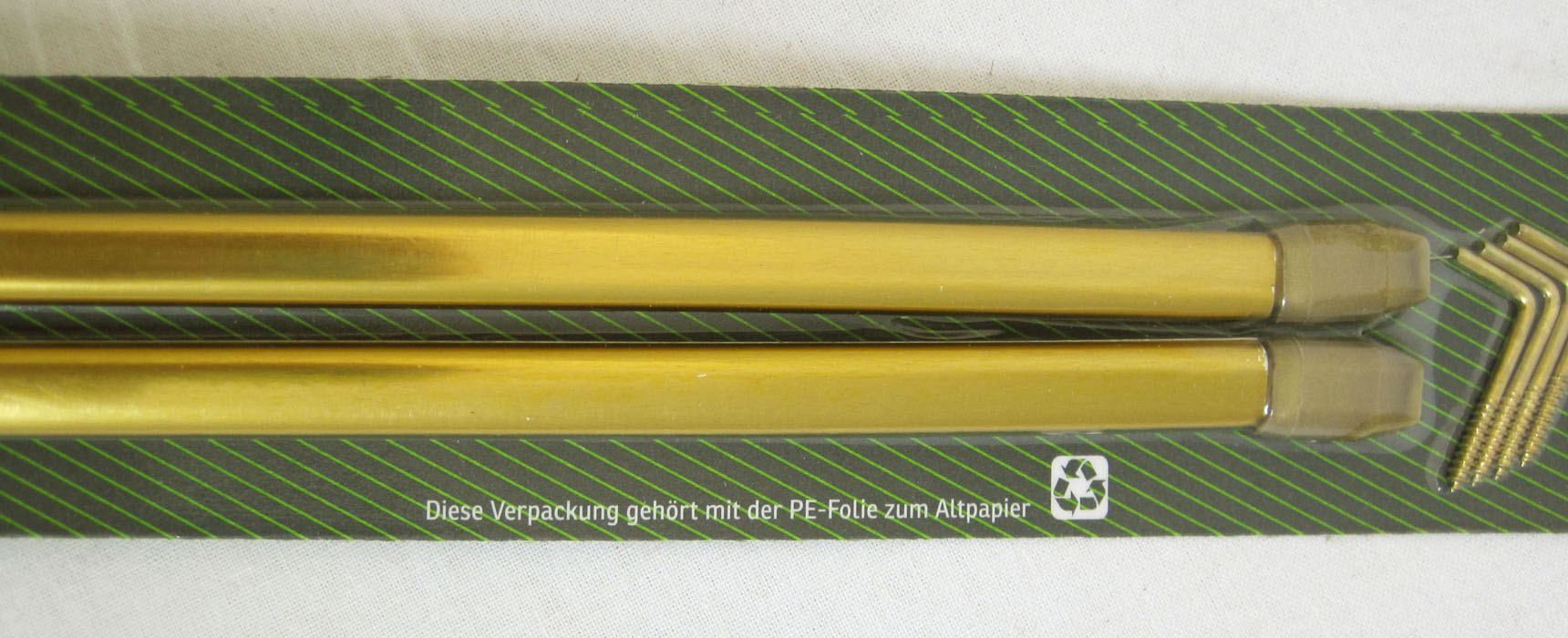 2-er Vitrage Gardinenstange flach oval, Messing ausziehbar 40 - 60 cm