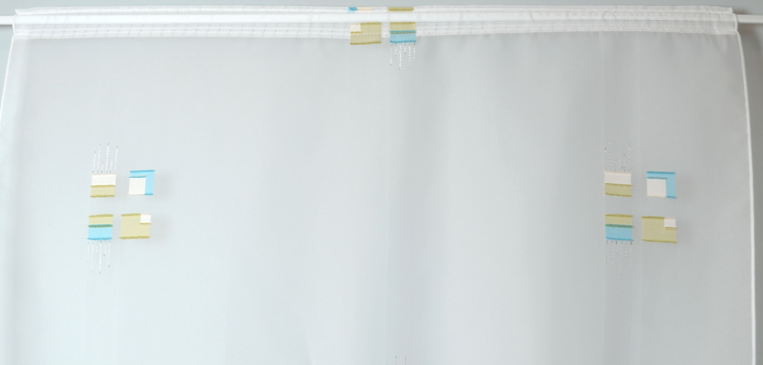 Fertiggardine Scheibengardine Bogen 71x83 BxH türkis oliv beige