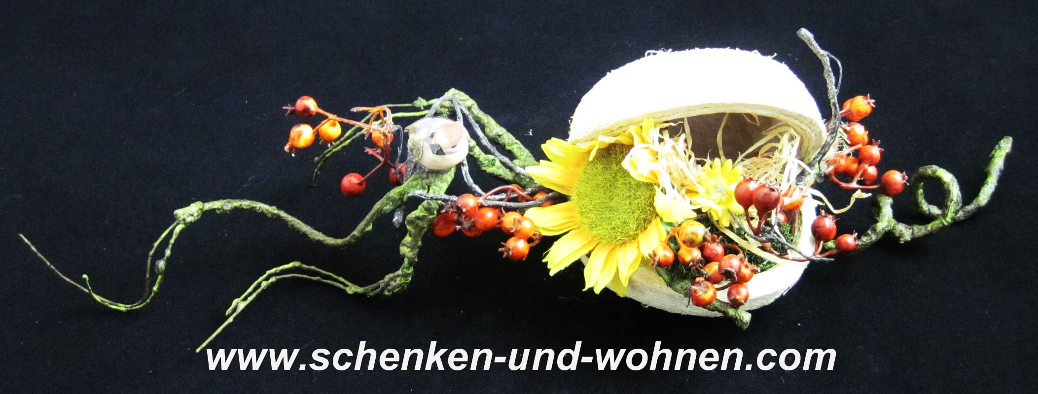 herbstgesteck_sonnenblume-1QREsiDAT5uumU Herbstgesteck mit Buddafrucht orange - gelb ca. 50cm