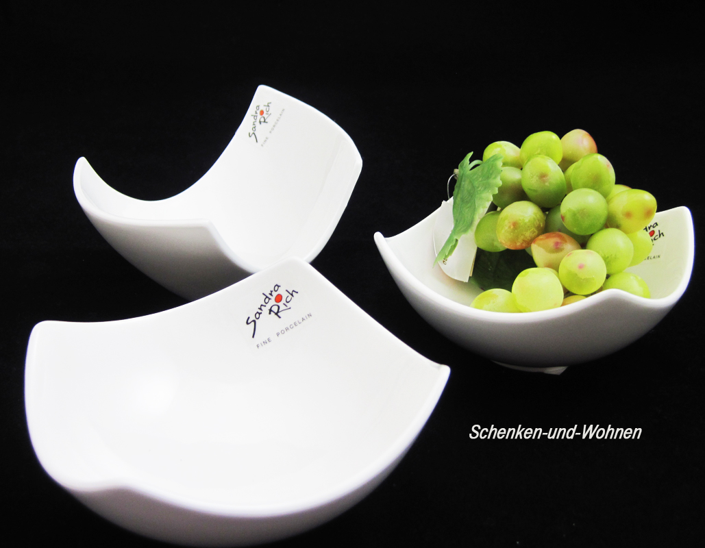 Dekoschale-Dipschale Lounge porzellain bowl white ca. 7 x 11 x 13 cm