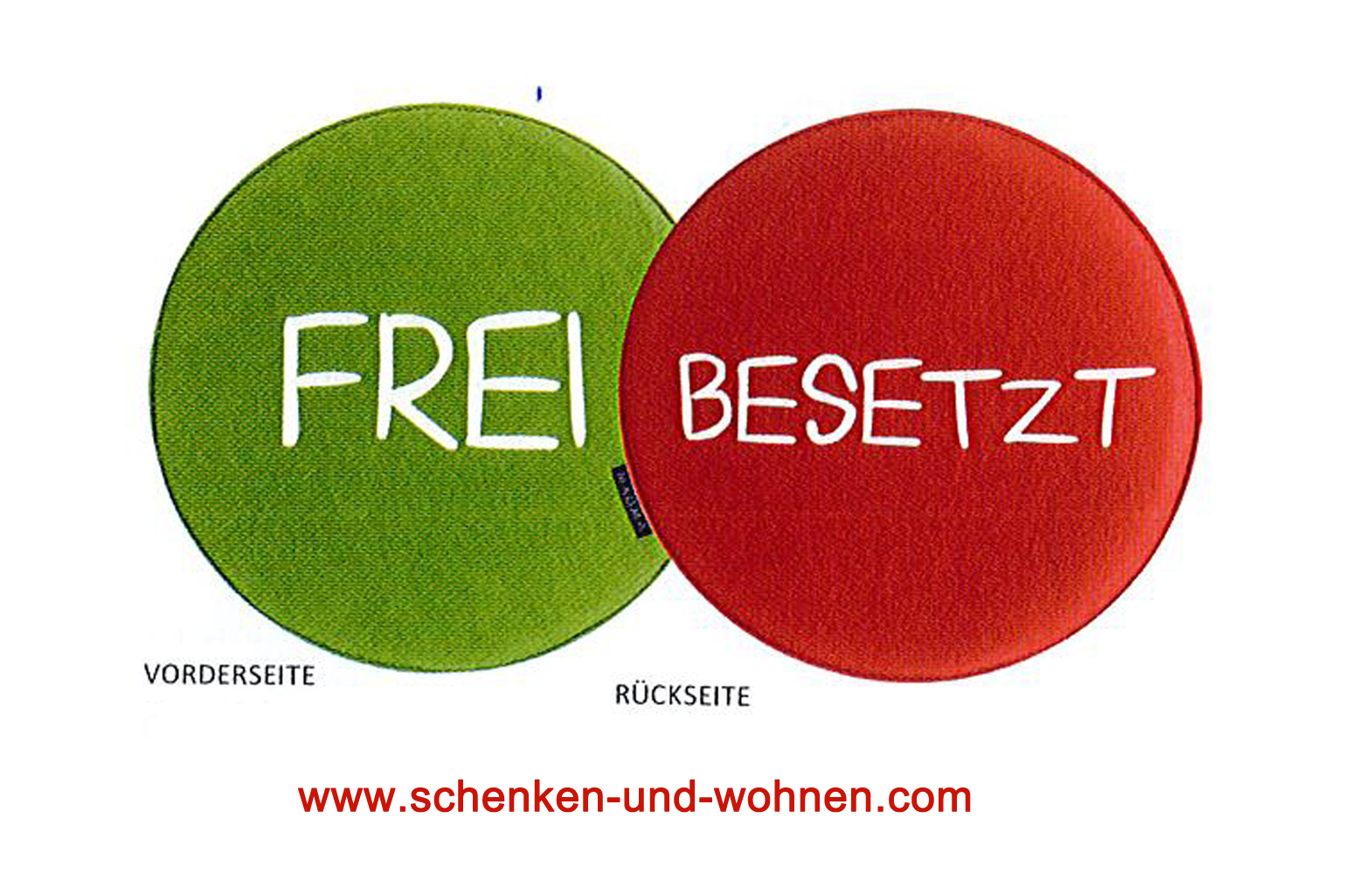 Stuhlkissen AVARO rund Ø 35 cm – Frei/Besetzt – grün/rot | Made in Germany
