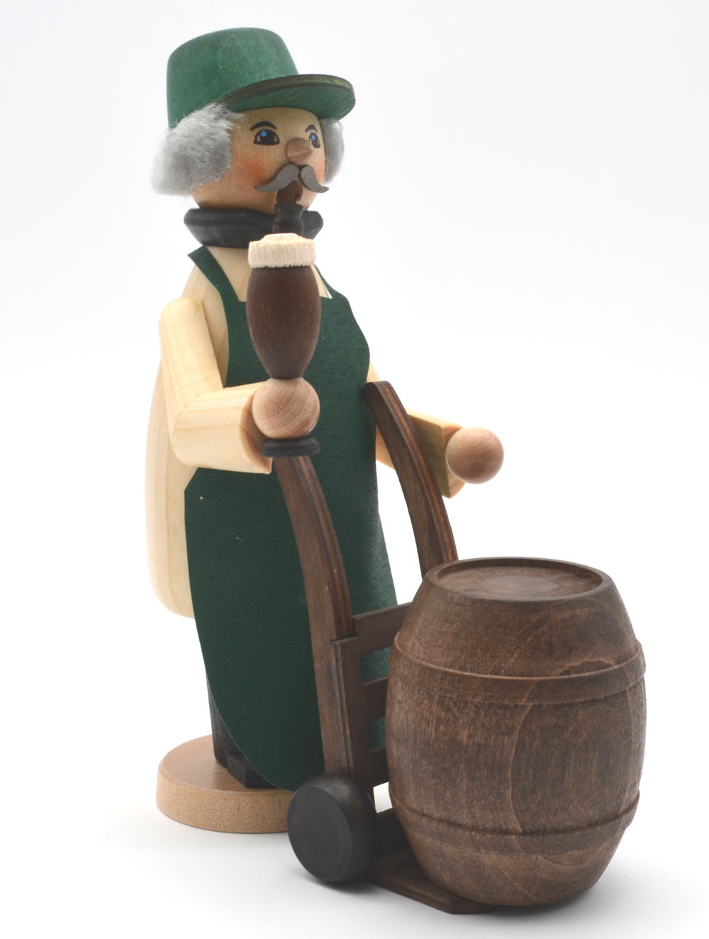 Rauchfigur Bierfahrer Rauchmann mit Bierfass und Tulpe 17 cm