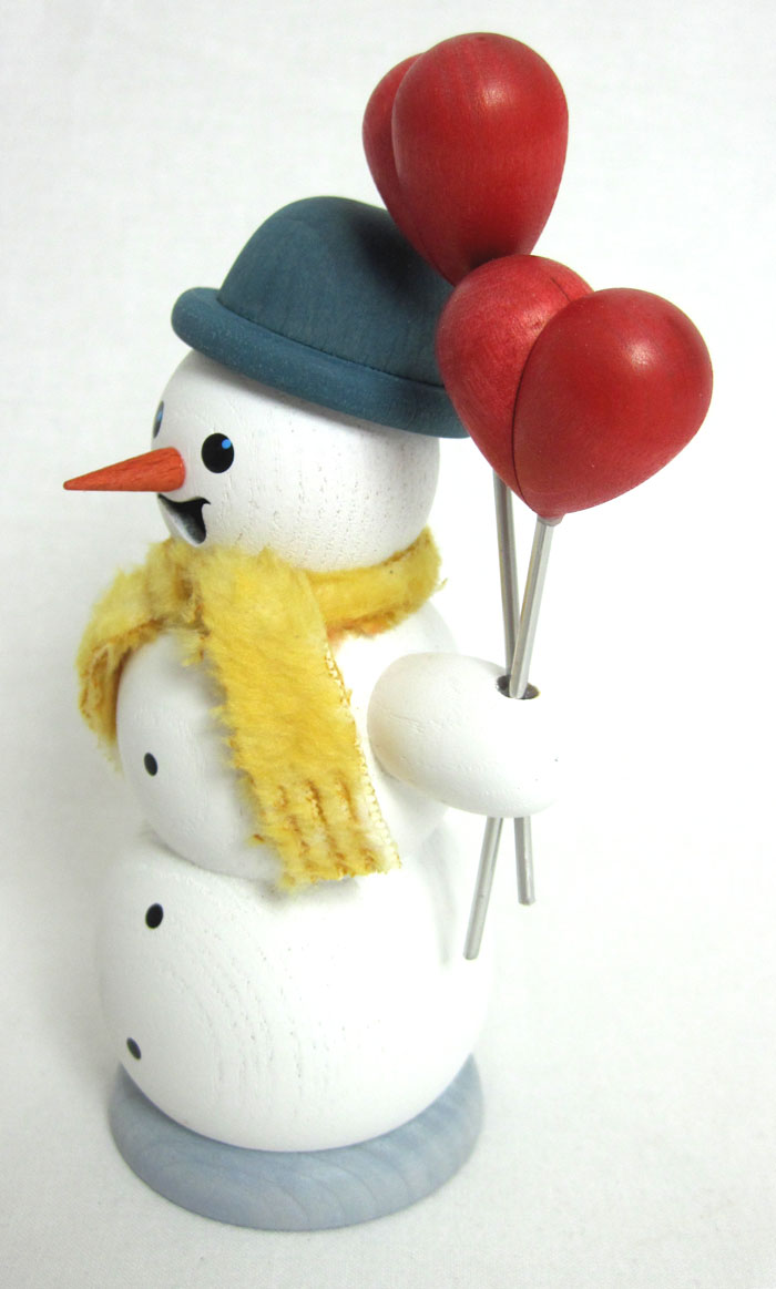 Räuchermann-Schneemann mit Herzen, Holz farbig ca. 13 cm