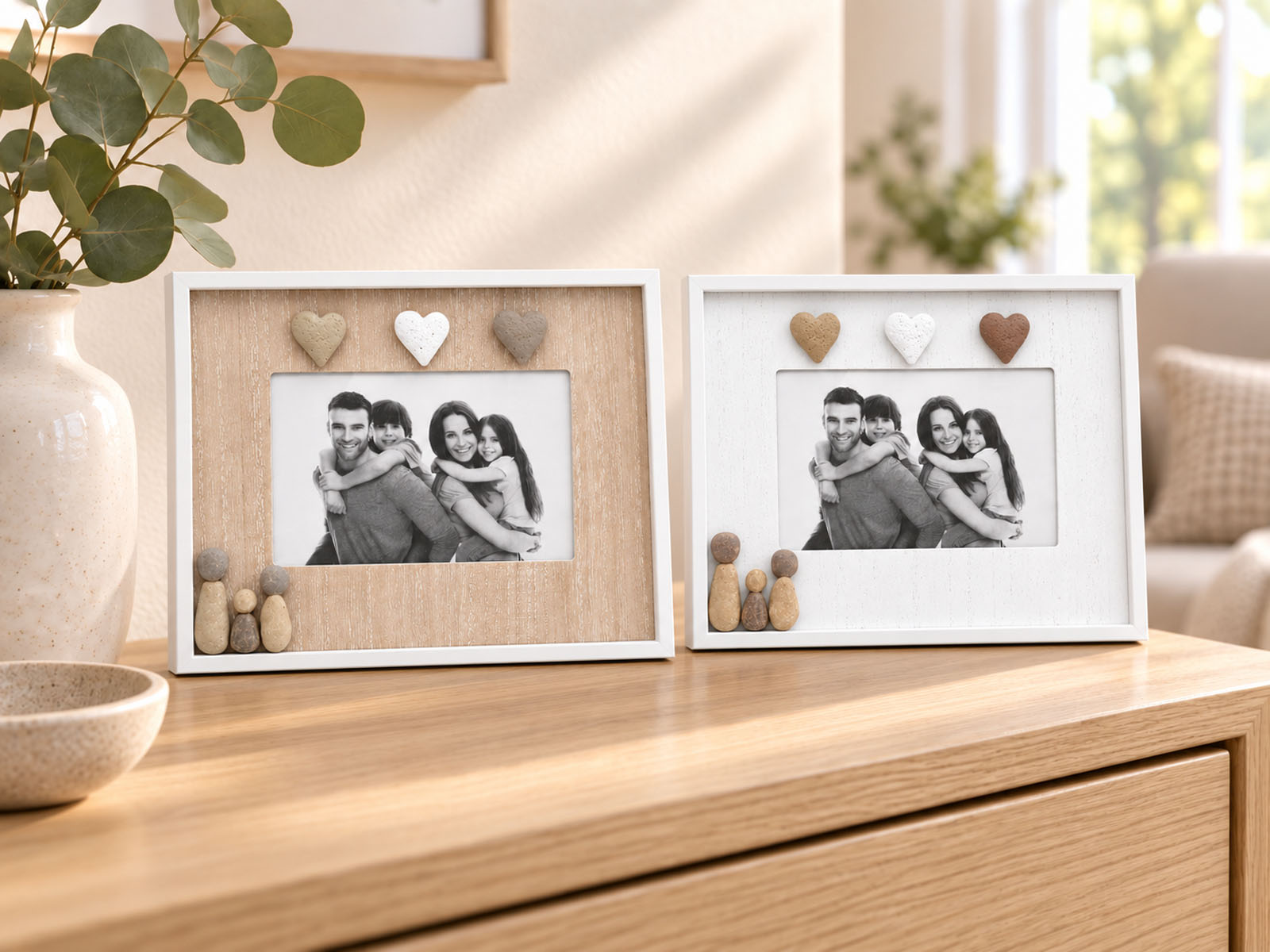 Fotorahmen Familie mit Herzen 23 × 18 cm – 2 Farbvarianten