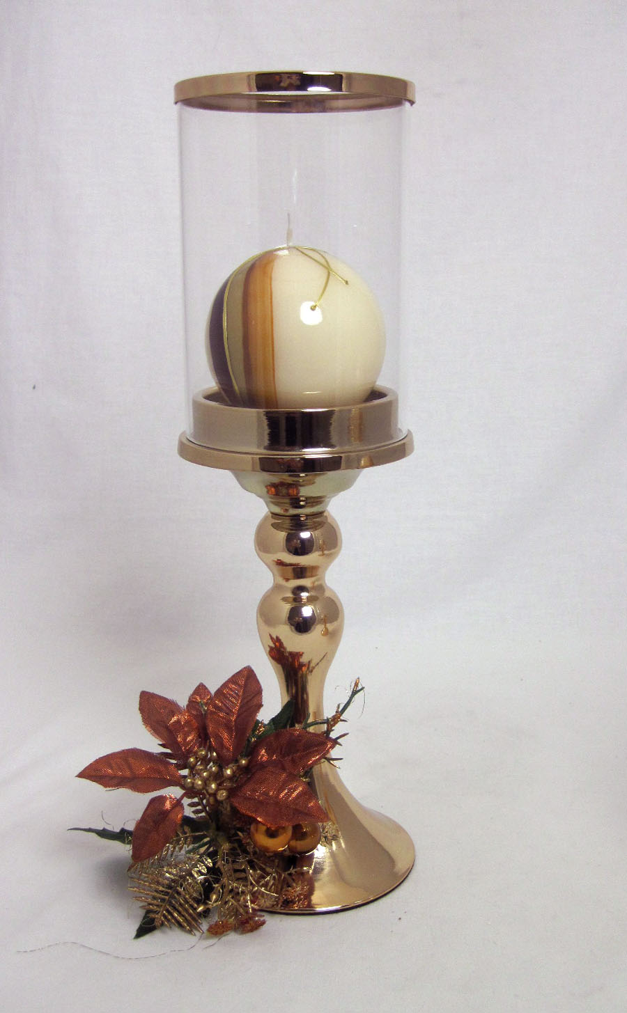 Metall Windlicht mit Glas gold für Stumpe und Spitzkerze ca.36,5x11x11cm H/B/T