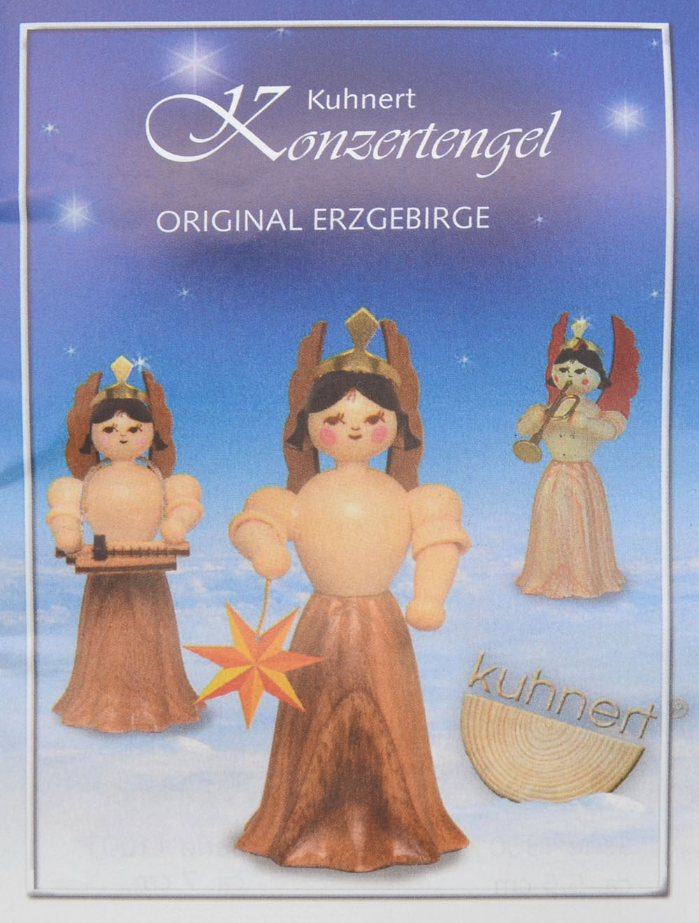 Engel Langrock mit Adventsstern Natur 7 cm Konzertengel 