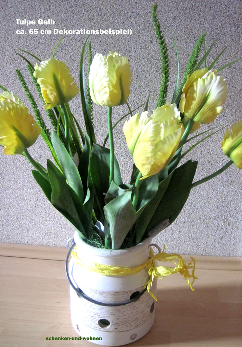 1Kunstblüte - Tulpe Gelb/Grün ca. 65 cm Gesamtlänge