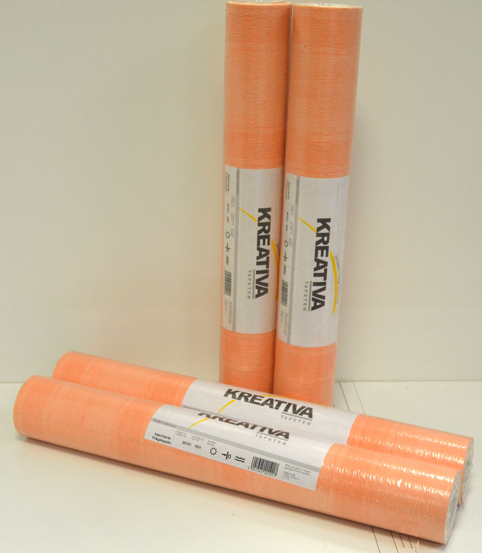 Kaschierte Papier-Prägetapete Nr. 20101 orange längs gestreift