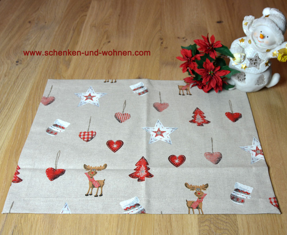Platzdeckchen Läufer 35 x 45 cm Herzanhänger mit Elch