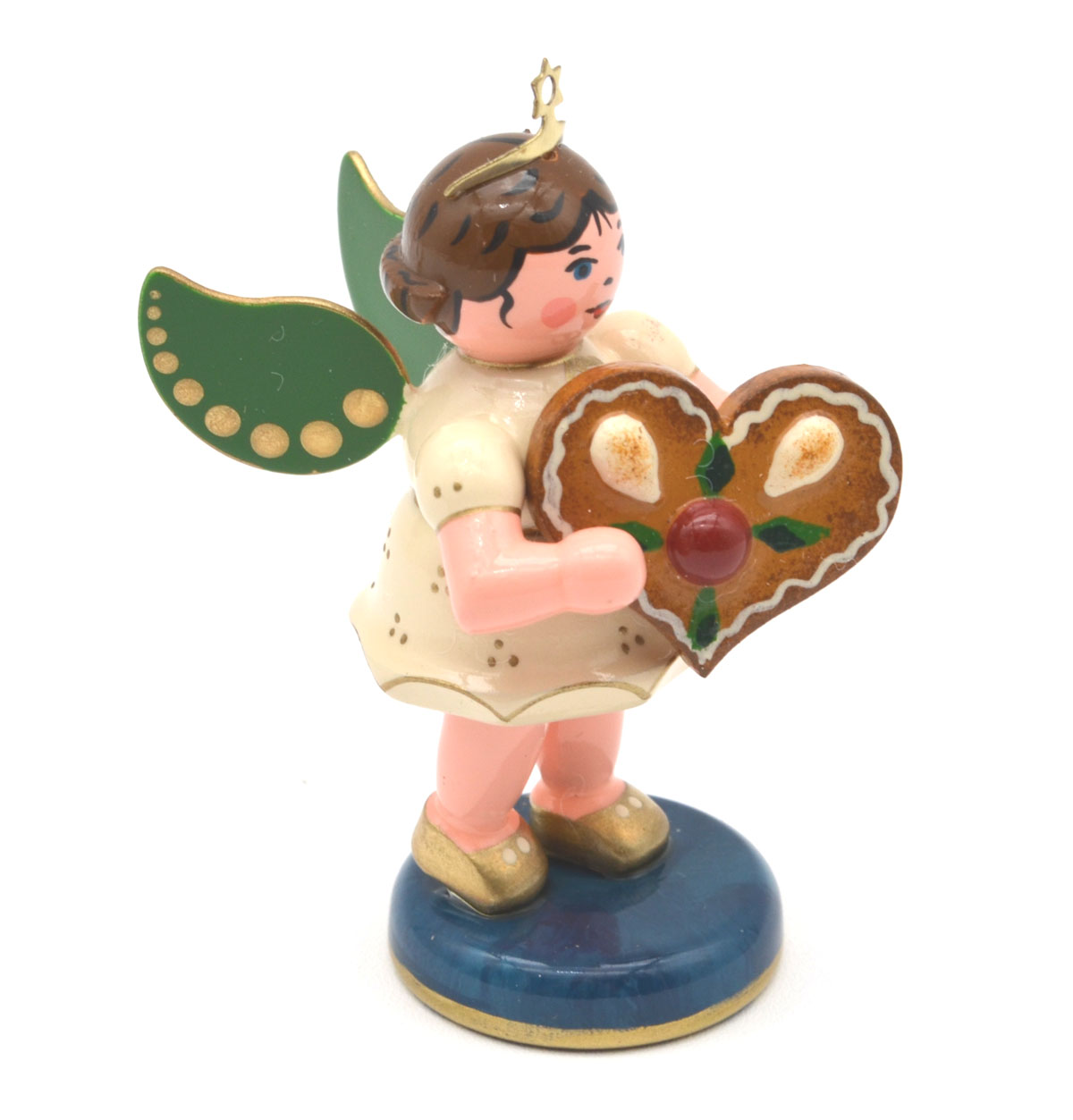 Hubrig Engel „Pfefferkuchenherz“ 6,5 cm – handbemalte Holzkunst